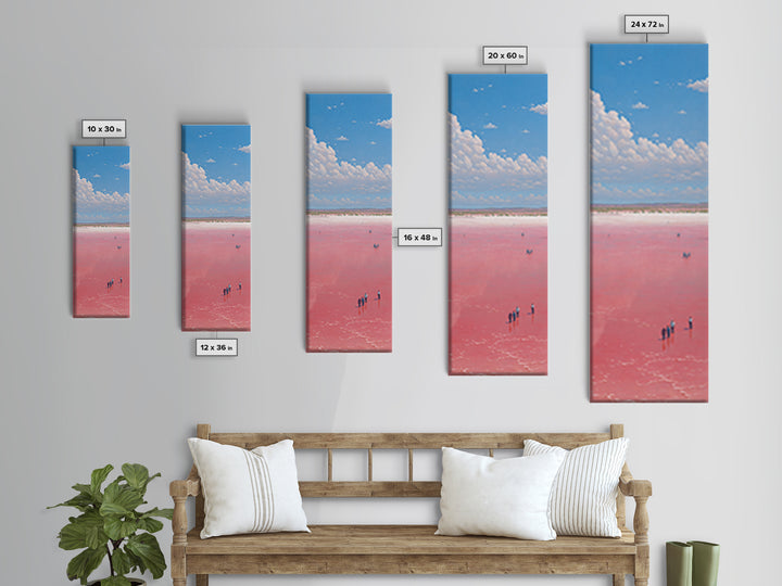 Vast Pink African Salt Flat Under Blue Sky Wall Art, Minimal Lake Landscape Print, Serene Travel Decor For Living Room Gift