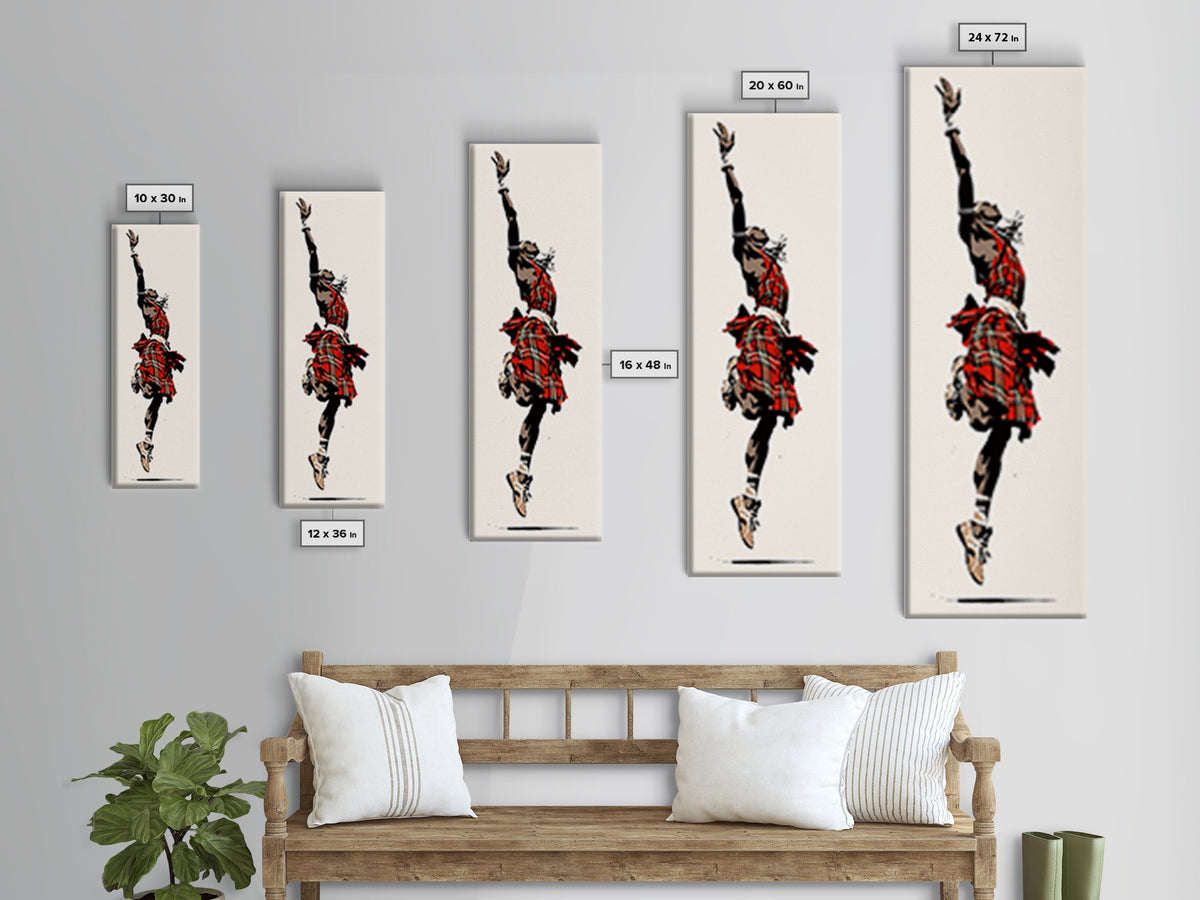 Leaping Maasai Warrior Canvas Print, African Tribal Dance Wall Art, Red Fabric Culture Decor For Bold Modern Living Room Decor