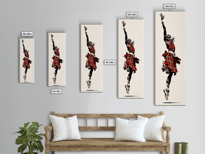 Leaping Maasai Warrior Canvas Print, African Tribal Dance Wall Art, Red Fabric Culture Decor For Bold Modern Living Room Decor