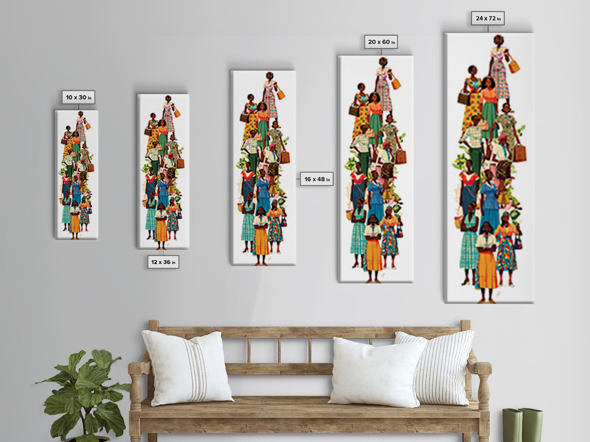 Stylish African Women Fashion Wall Art, Colorful Ankara Dresses Black Girl Magic Decor, Afrocentric Feminine Canvas Print