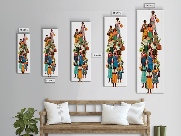 Stylish African Women Fashion Wall Art, Colorful Ankara Dresses Black Girl Magic Decor, Afrocentric Feminine Canvas Print