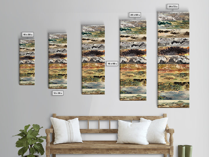 Layered Earth Tone Abstract Landscape Strips Wall Art, Modern Abstract Art, Beige Wall Art, Textured Art Print For Decor