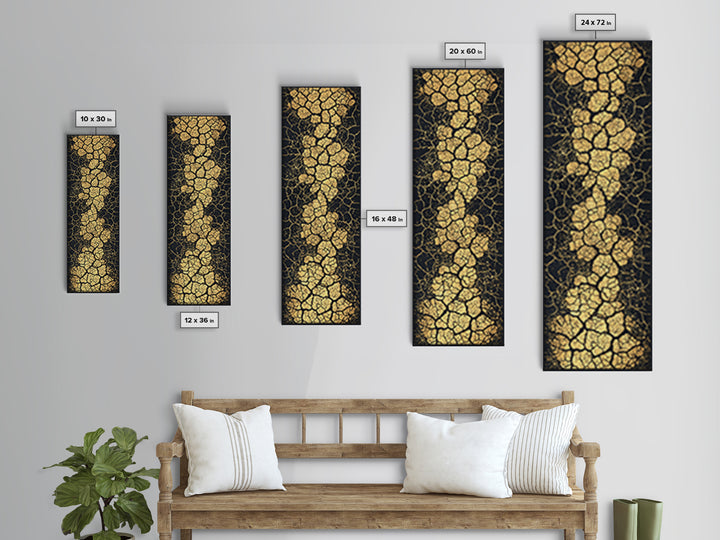 Gold Crackle River On Black Abstract Canvas Print, Luxury Art, Black And Gold Art, Statement Wall Art, Elegant Home Decor