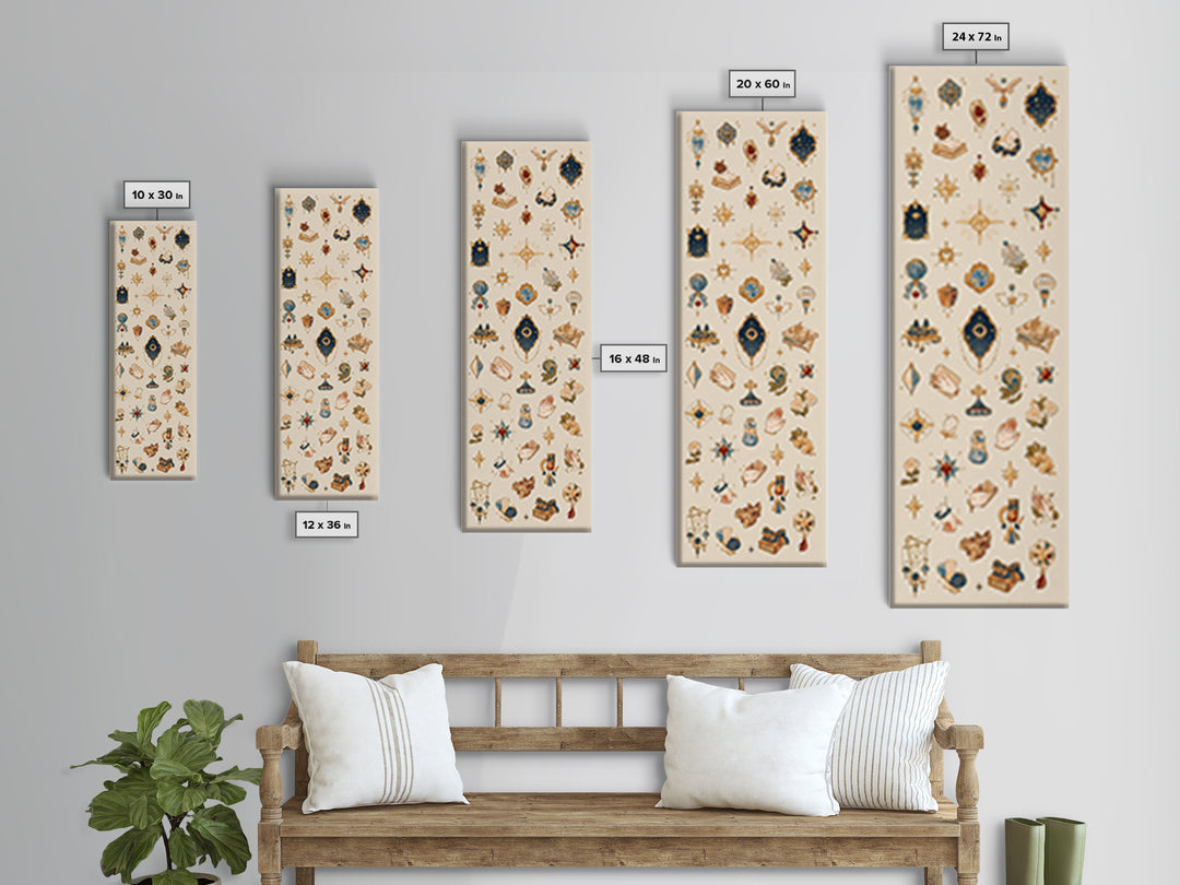 Celestial Gold Charms And Blue Talismans Wall Art, Boho African Inspired Decor, Ethnic Patterns, Mystical Gallery Print Set