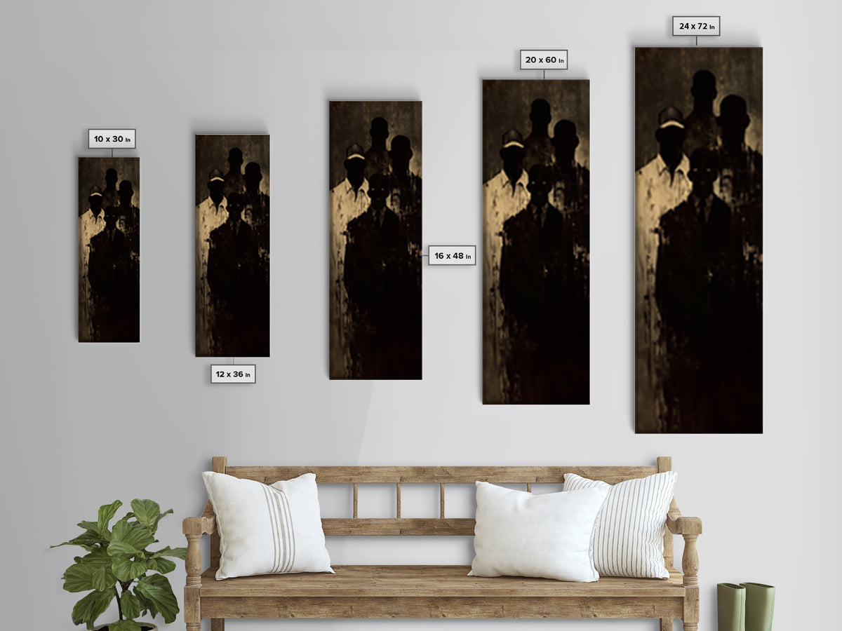 Shadowed African Men In Suits And Ancestral Light Wall Art, Black Culture Portrait, Moody Masculine Office Decor Gift For Him