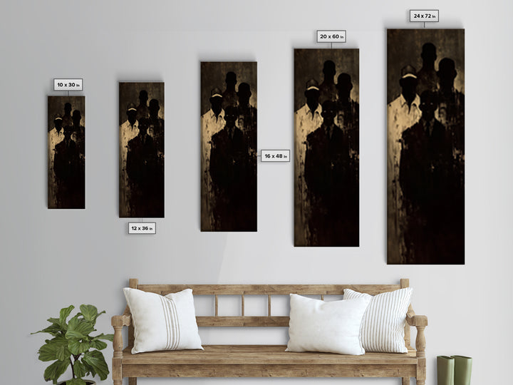 Shadowed African Men In Suits And Ancestral Light Wall Art, Black Culture Portrait, Moody Masculine Office Decor Gift For Him