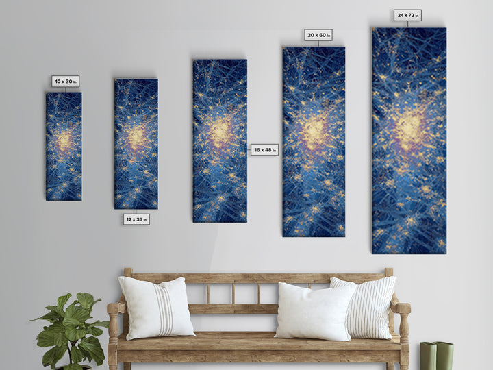 Blue Gold Abstract African Wall Art, Radiant Cosmic Canvas Print, Modern Textured Energy Decor, Luxury Home Decor Gift, Statement Piece
