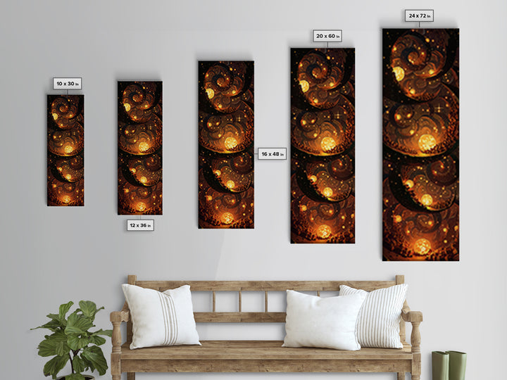 Golden Spiral Suns In A Mystical Night Sky, Canvas Print, Abstract Wall Art, Spiritual Decor, Bohemian Home Decor Gift For Bedroom