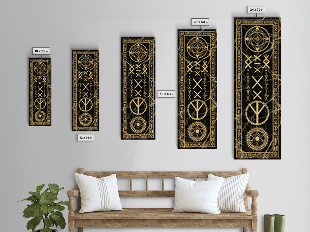 Ancient Golden Sigil With Sacred Geometry, Canvas Print, Mystical Wall Art, Spiritual Decor, Gothic Home Decor Gift For Altar Room