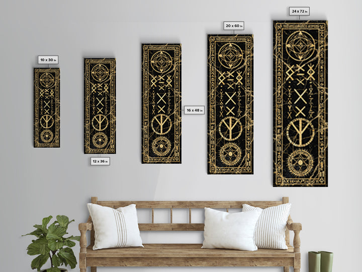 Ancient Golden Sigil With Sacred Geometry, Canvas Print, Mystical Wall Art, Spiritual Decor, Gothic Home Decor Gift For Altar Room