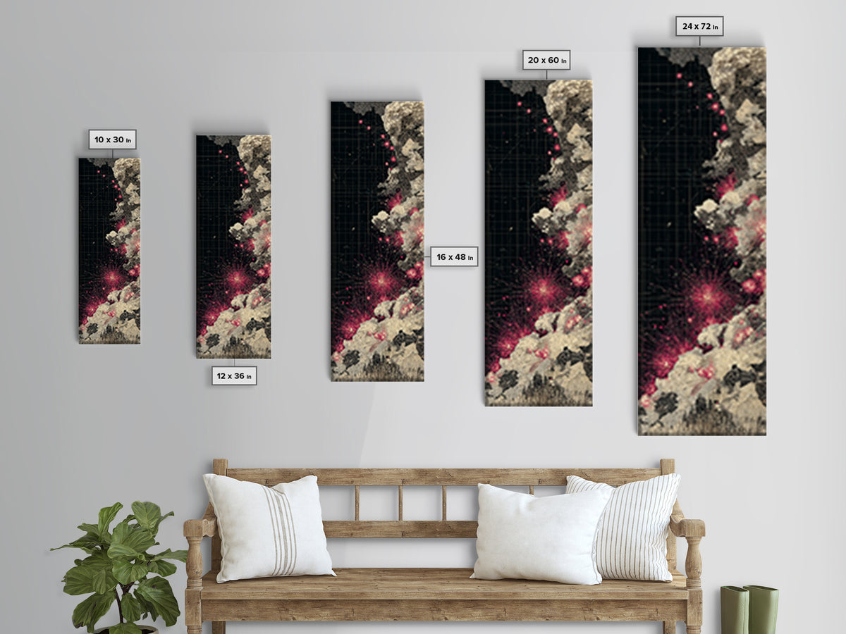 Black Pink Cosmic Map Wall Art, Abstract African Landscape Canvas Print, Modern Digital Art, Urban Statement Home Decor Gift