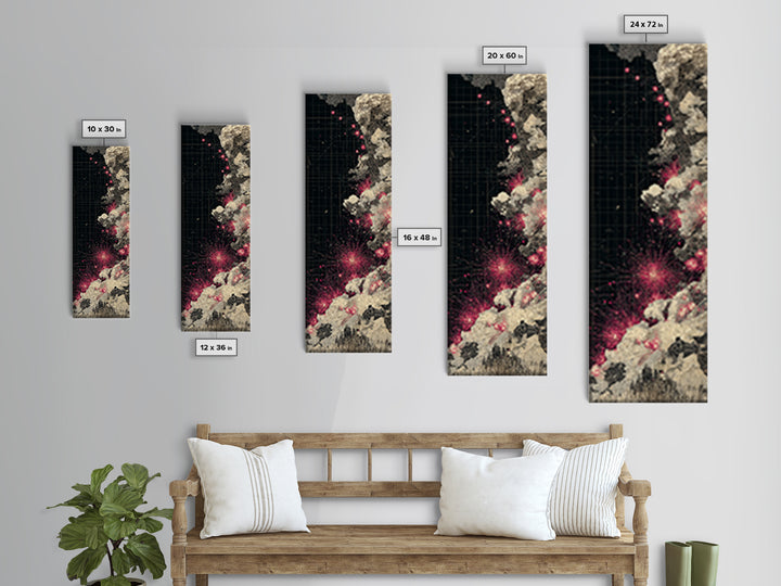 Black Pink Cosmic Map Wall Art, Abstract African Landscape Canvas Print, Modern Digital Art, Urban Statement Home Decor Gift