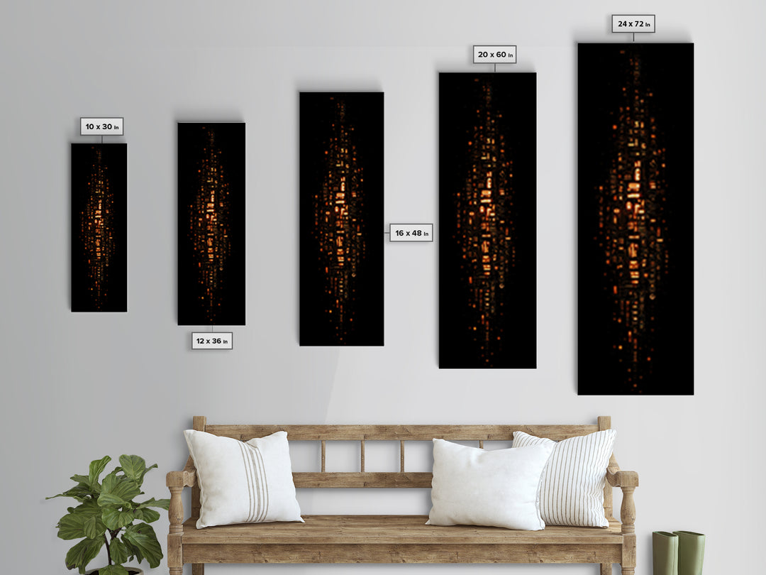 Glowing Futuristic Glyph Tower In Black Space, Canvas Print, Abstract Wall Art, Modern Office Decor, Unique Home Decor Gift
