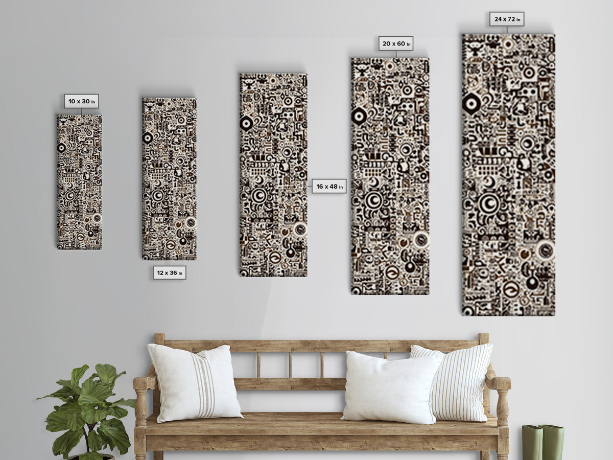 Bold Monochrome Symbols And Tribal Pattern Collage, Canvas Print, Abstract Wall Art, Geometric Decor, Modern Home Decor Gift
