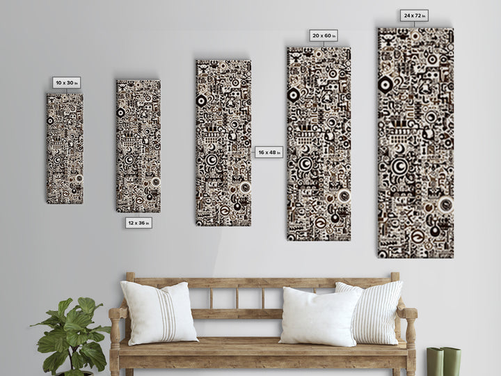 Bold Monochrome Symbols And Tribal Pattern Collage, Canvas Print, Abstract Wall Art, Geometric Decor, Modern Home Decor Gift