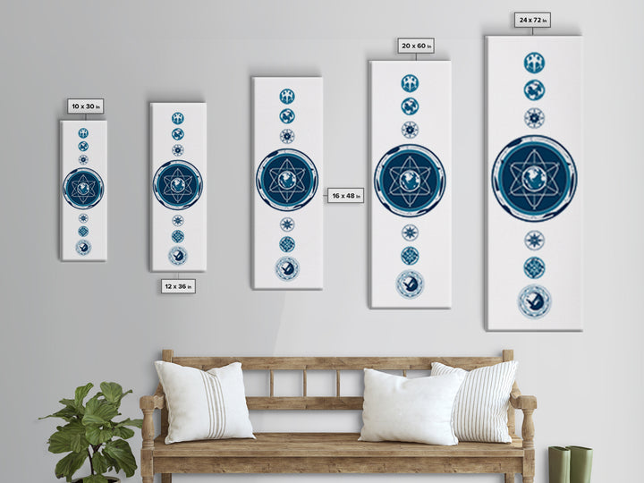 Blue Atomic Earth Diagram Canvas Print, Scientific Geometric Wall Art, Minimalist Digital Poster, Modern Office Decor Gift