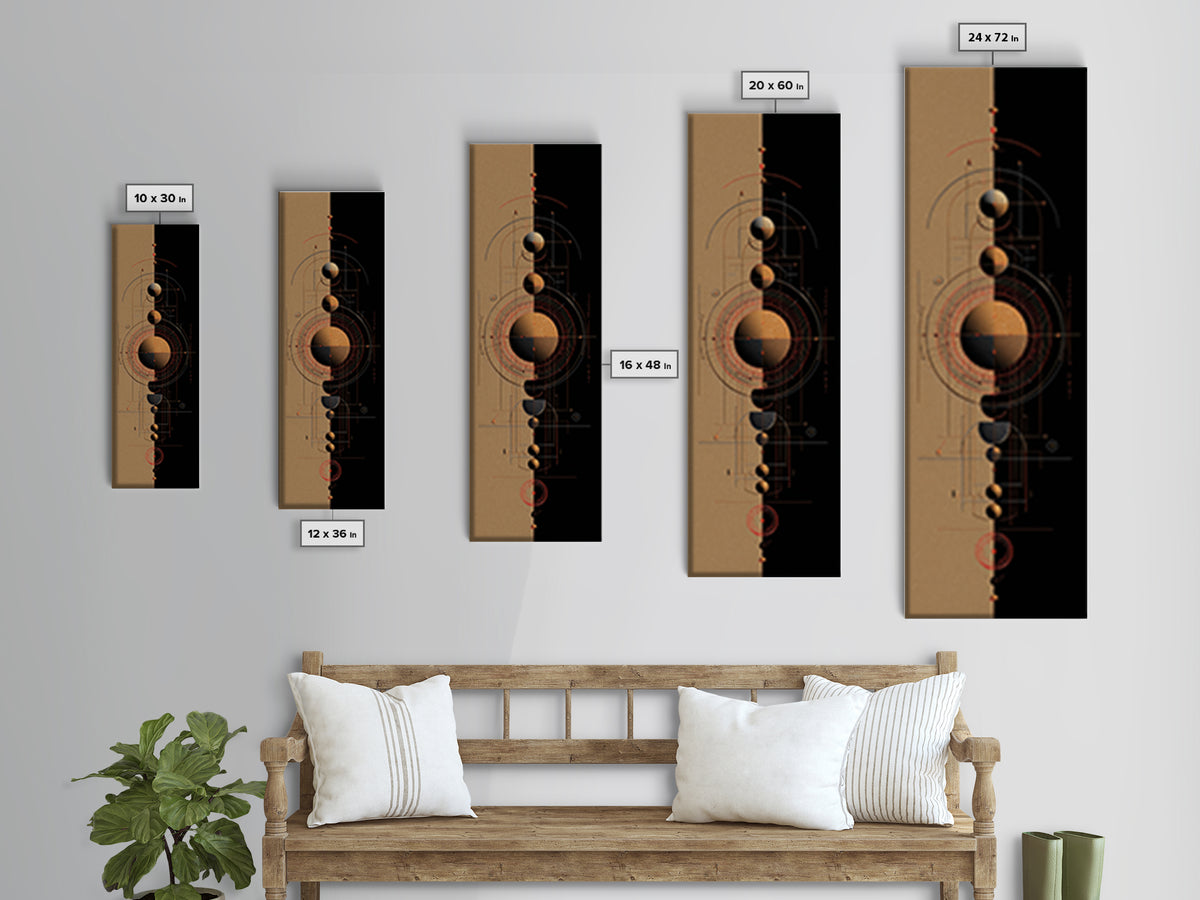 Terracotta Planetary Alignment Wall Art, Abstract Geometric Space Decor, Burnt Orange Modern Canvas Print, Office Gift For Him