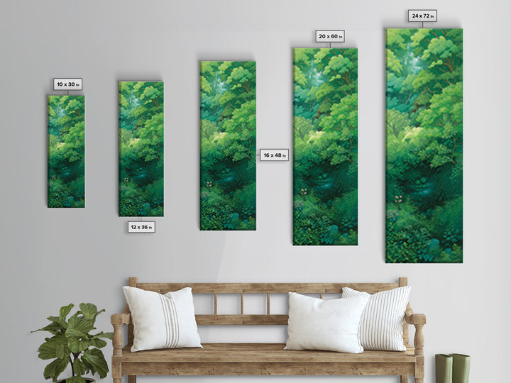 Verdant Hidden Creek And Soft Green Canopy Framed Canvas Print, Botanical Wall Art, Nature Scene, Calming Forest Decor Gift