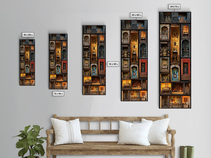 Glowing African Shrine Cabinet Wall Art, Ancestral Niches Canvas Print, Spiritual Cultural Decor, Unique Home Decor Gift