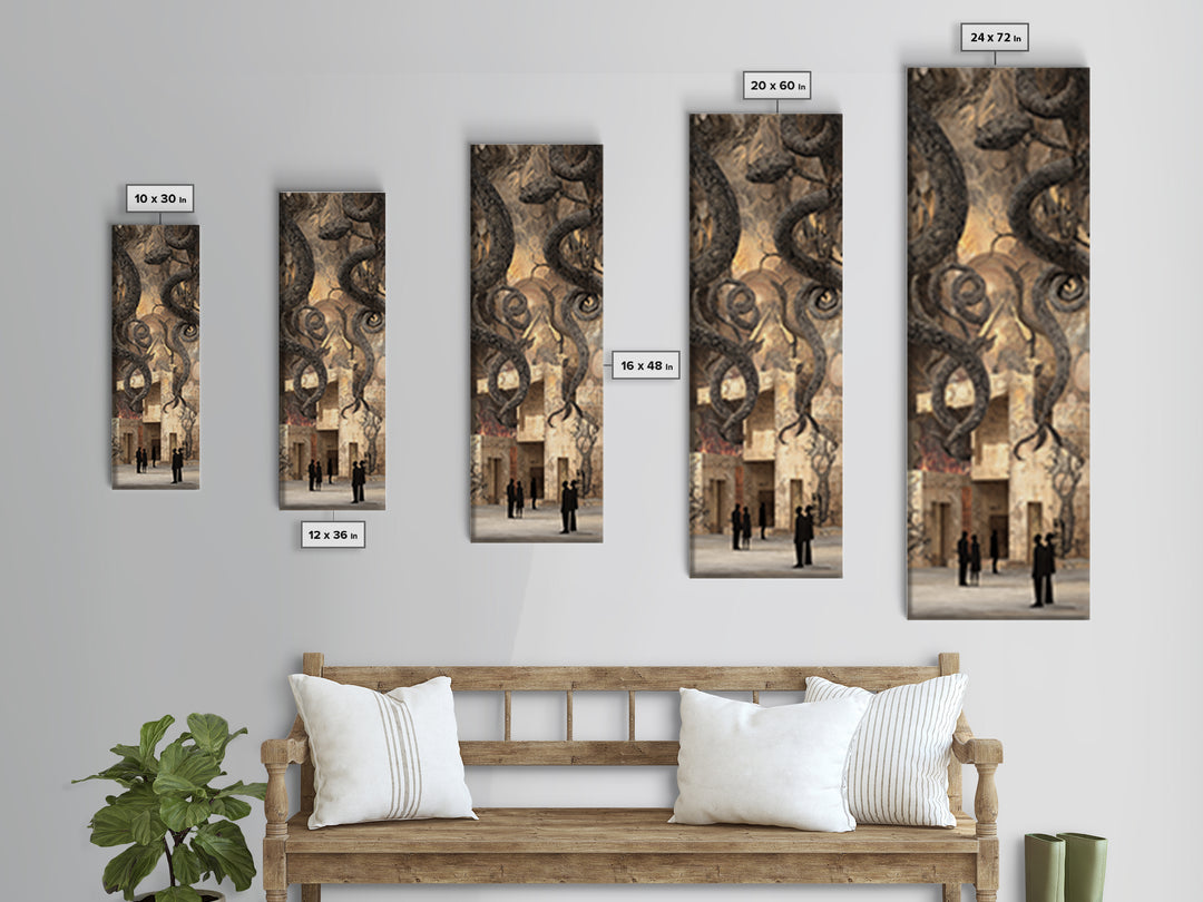 Shadow Serpents In Ancient Gallery Wall Art, Mystical Abstract Decor, Large Canvas Artwork For Gothic Living Room Decor Gift