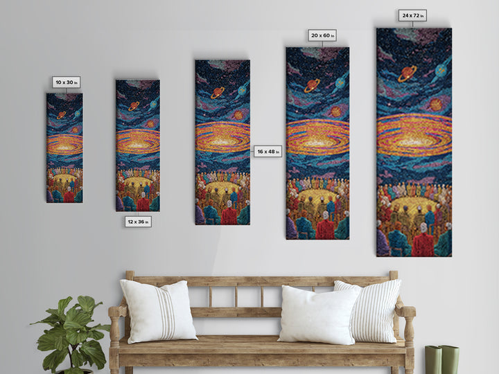 Cosmic African Ceremony With Planets Framed Canvas Print, Afrocentric Wall Art, Spiritual Galaxy Decor, Black Culture Gift