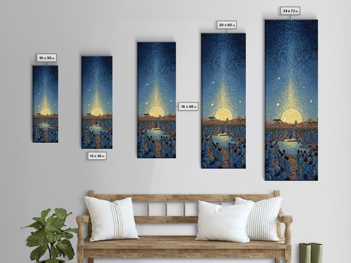 Radiant Sunrise River Ceremony Canvas Print, African Spiritual Wall Art, Golden Sun Decor, Afrocentric Home Gift, Living Room Statement
