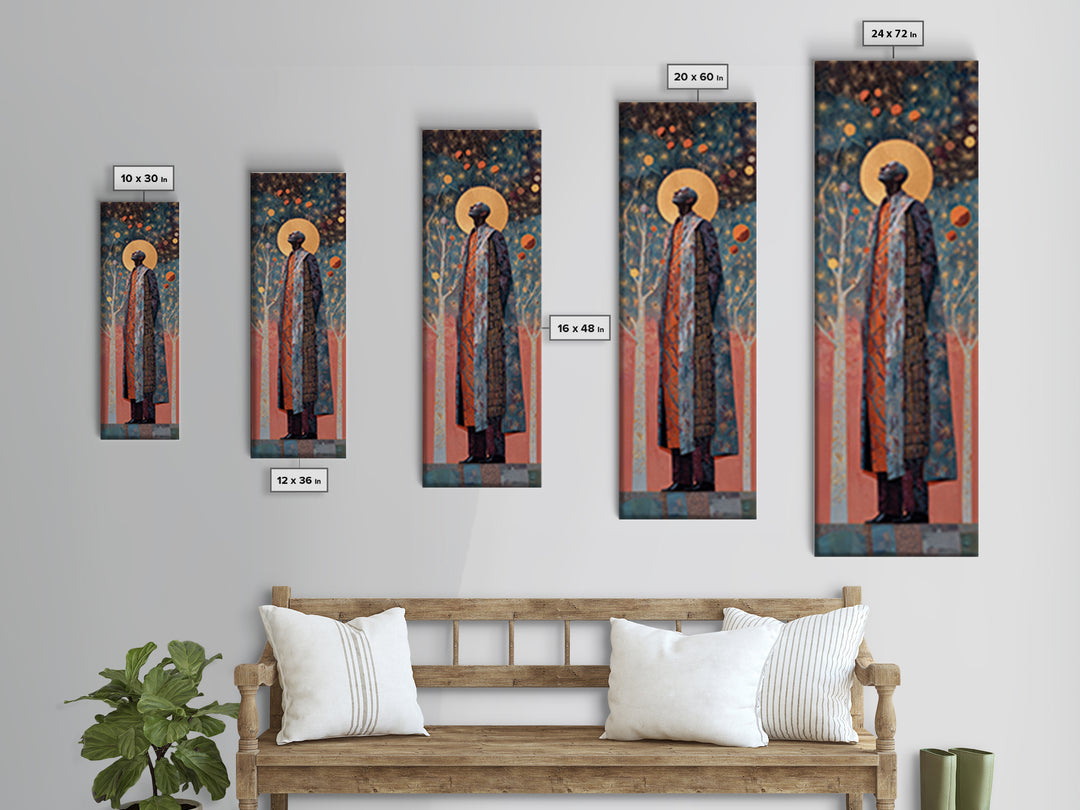 Regal African Man With Golden Halo Framed Canvas Print, Black Portrait Wall Art, Elegant Afrocentric Decor, Gift, Modern Home Statement