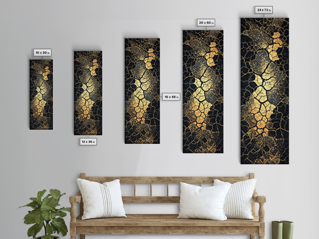 Black And Gold Cracked Earth Abstract Canvas Print, African Wall Art, Luxury Tribal Decor, Earth Tone Statement Home Decor