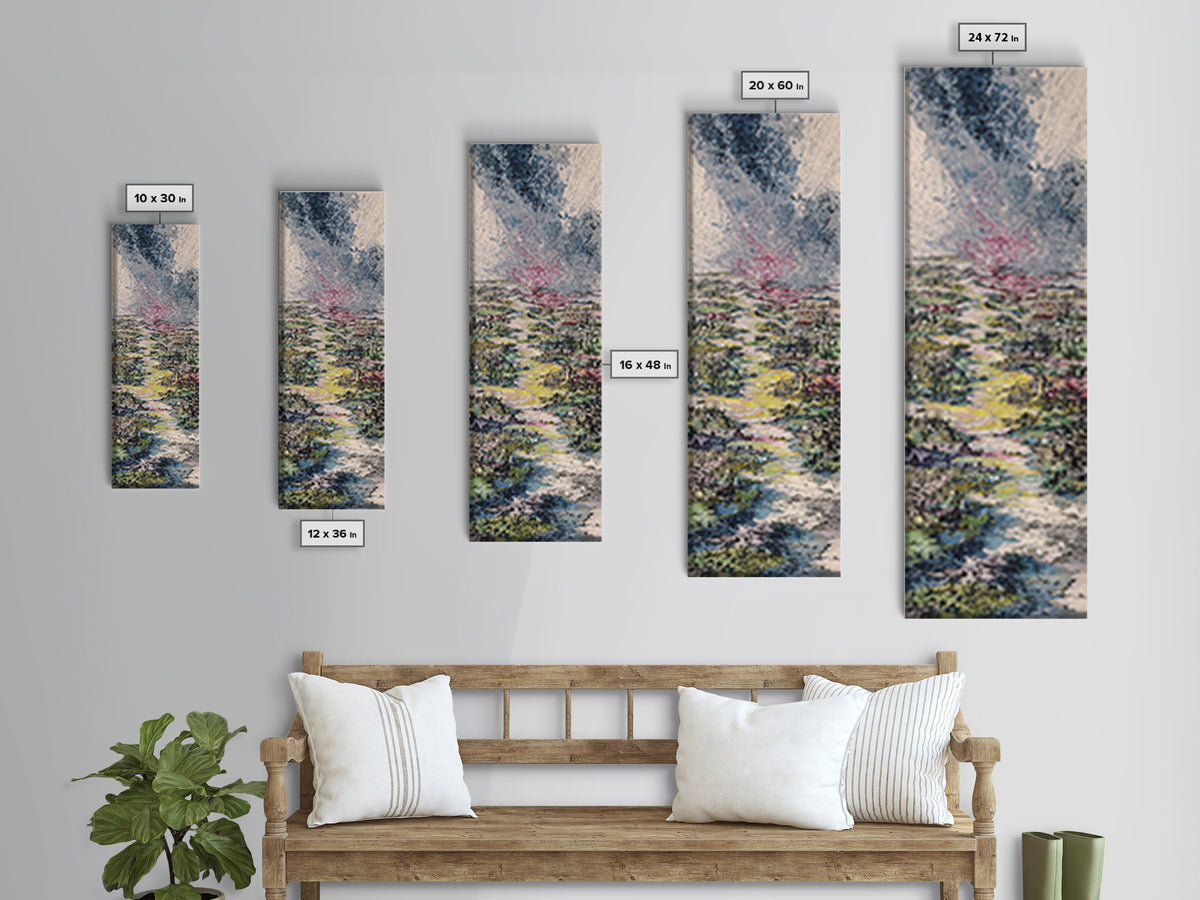 Stormy River City Landscape Wall Art, African Inspired Painting, Dreamy Nature Scene Art, Modern Living Room Canvas Decor