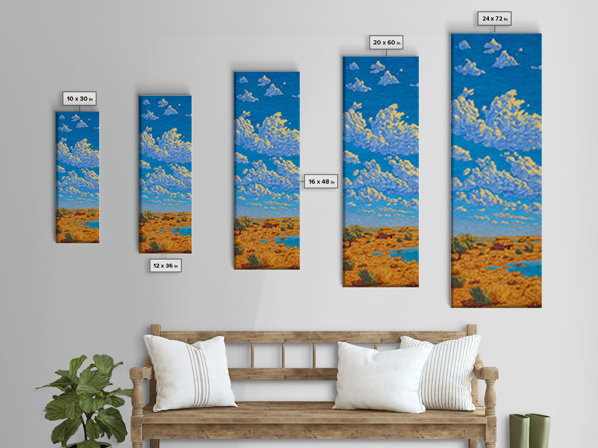 Bright Blue Sky Over Savanna Framed Canvas Print, African Landscape Wall Art, Safari Decor, Rustic Nature Home Decor Gift