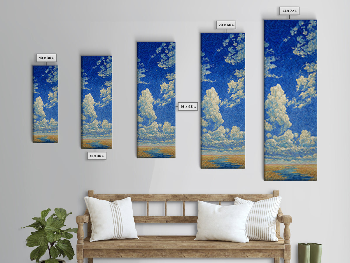 Swirling Blue Cloudscape Canvas Print, African Landscape Art, Dreamy Wall Art, Bohemian Decor For Living Room And Bedroom