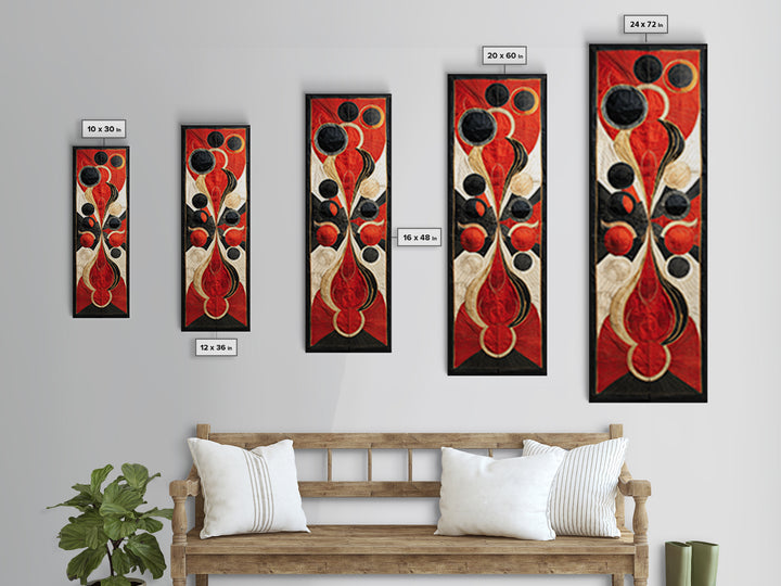 Red Black Gold Geometric Canvas Print, Abstract African Art Decor, Modern Tribal Circles, Bold Luxury Living Room Wall Decor