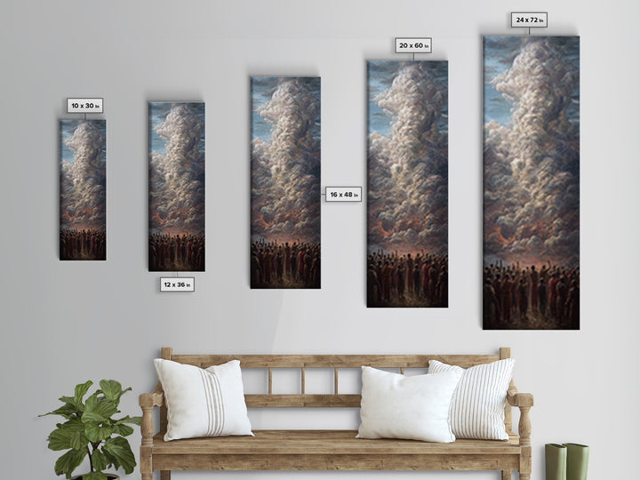 Monumental Firestorm Cloud With African Crowd Framed Canvas Print, Afrocentric Wall Decor, Powerful Landscape Art Gift For Home