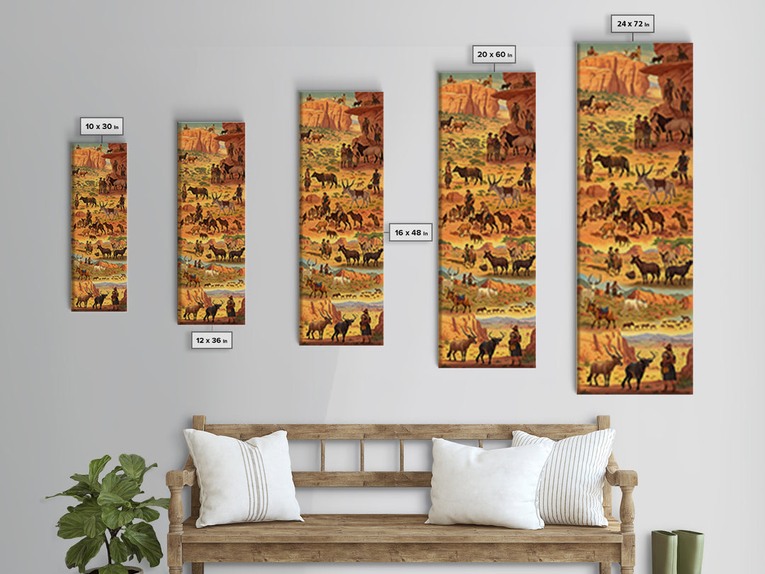 Desert Cowboy Cattle Drive Canvas Print, Rustic Western Ranch Wall Decor, Horse Art, Southwestern Living Room Home Decor Gift
