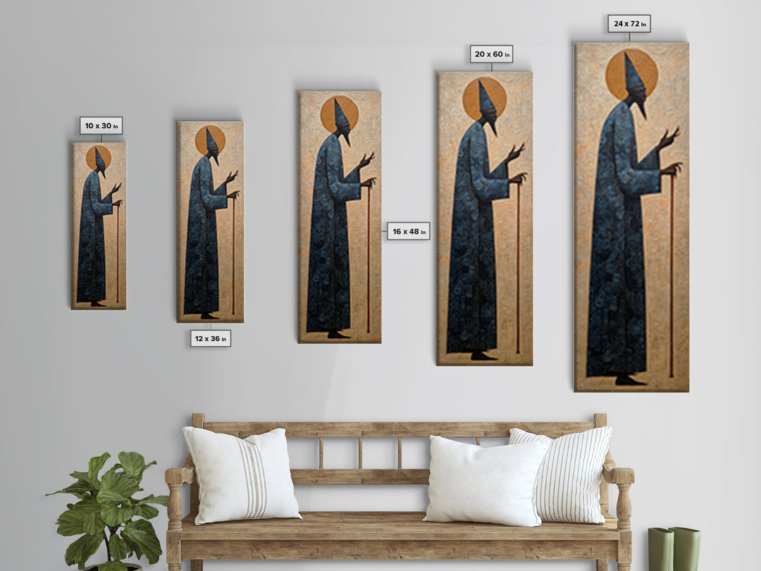 Elder Sage With Cane Framed Canvas Print, African Portrait, Spiritual Wall Art, Cultural Art Print, Elegant Home Decor Gift