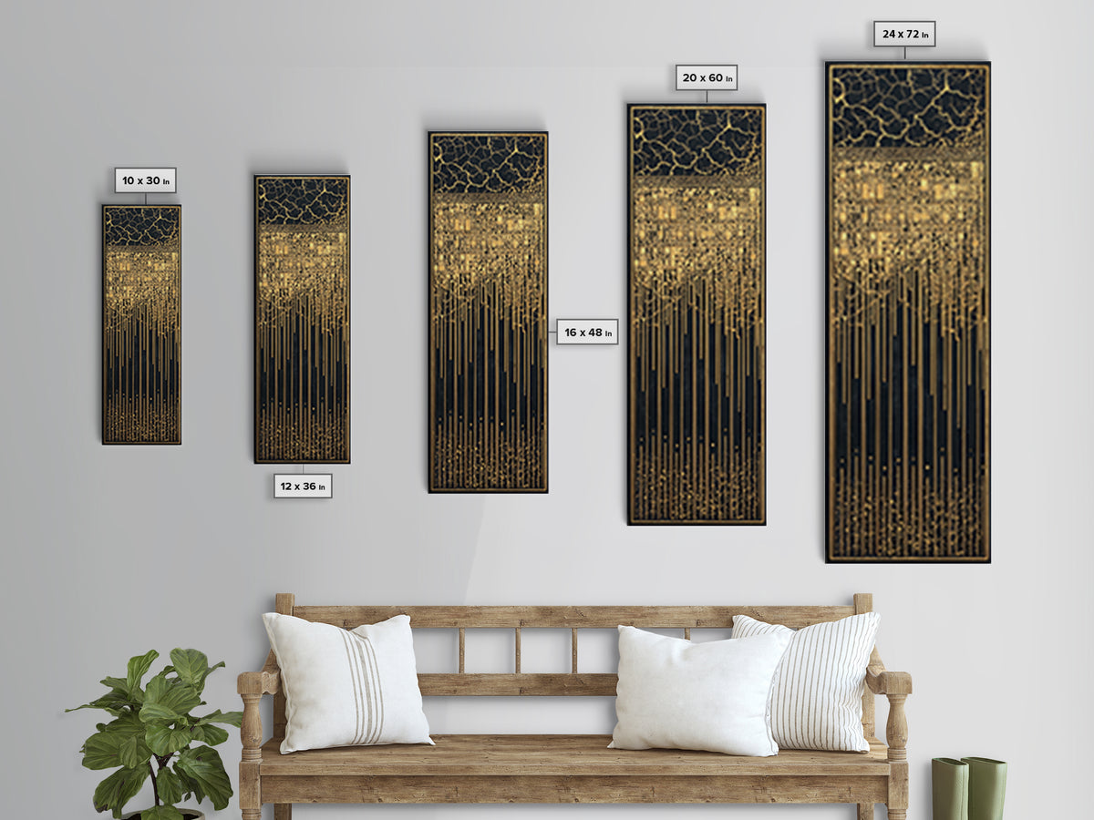Black And Gold African Patterns Wall Art, Ancient African Art, Abstract Tribal Decor, Luxury Canvas, Cultural Home Decor
