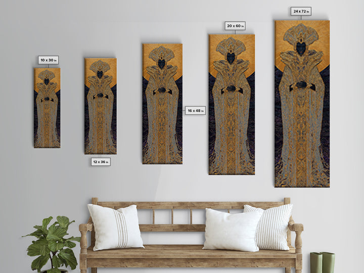Regal Black Queen In Ornate Gold Robe Framed Canvas Print, African Woman Art, Afrocentric Decor, Luxury Portrait Wall Art