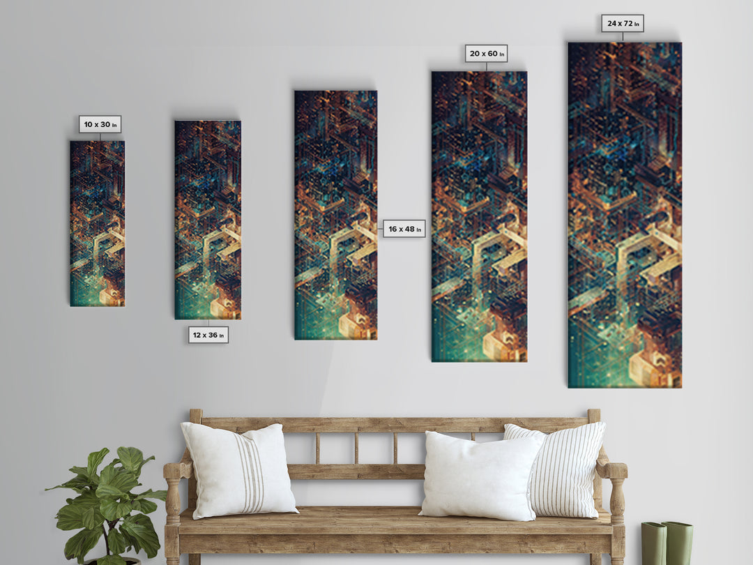 Neon Cyberpunk Megacity Wall Art, Futuristic Cityscape Canvas Print, Modern Urban Decor, Sci Fi Architecture Poster, Tech Noir Gift