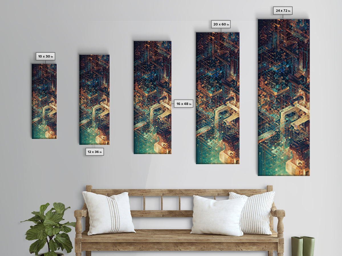 Neon Cyberpunk Megacity Wall Art, Futuristic Cityscape Canvas Print, Modern Urban Decor, Sci Fi Architecture Poster, Tech Noir Gift