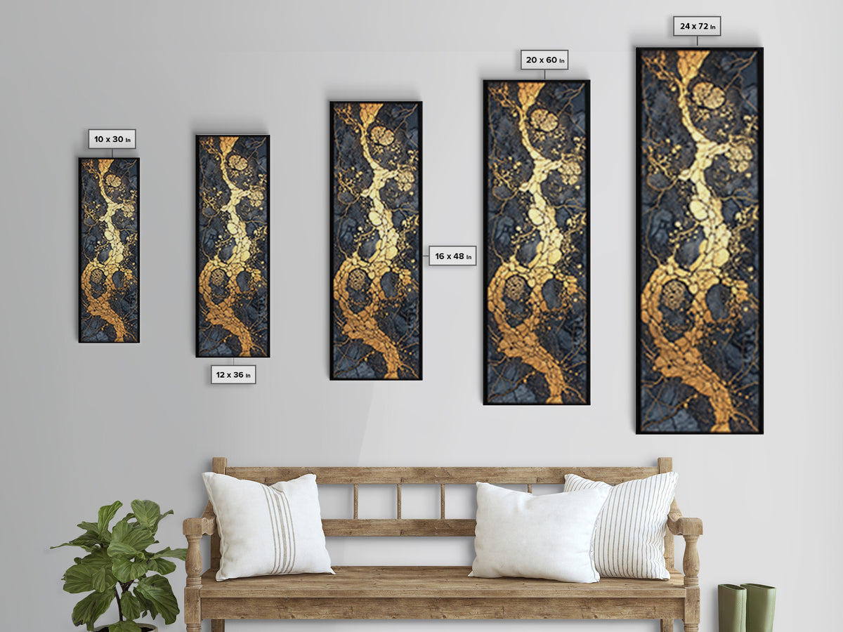 Black Marble Gold Vein Abstract Wall Art, Kintsugi Style Canvas Print, Luxury Modern Decor, Earth Tone Statement Art, Bold Home Decor