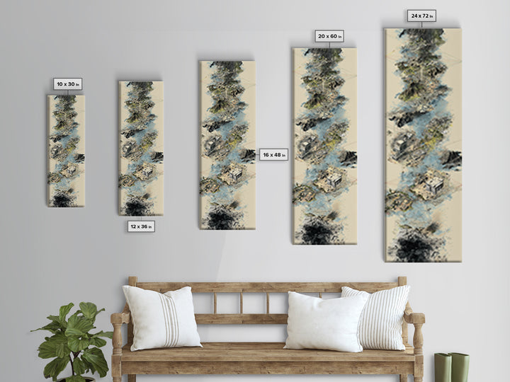 Floating Temple Ruins In Misty Clouds Framed Canvas Print, Ancient African Art Decor, Beige Abstract Landscape Wall Art Gift