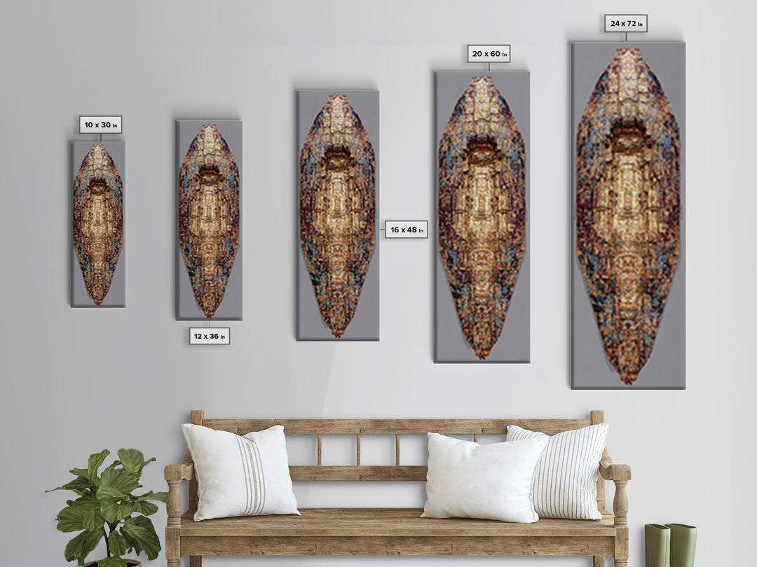 Textured Bronze Blue African Shield Canvas Print, Abstract African Art, Modern African Art, Tribal Wall Decor, Earth Tone Wall Art