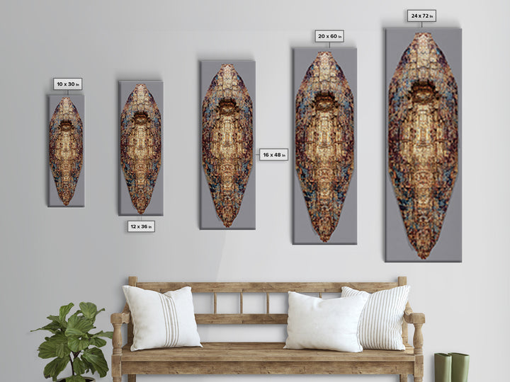 Textured Bronze Blue African Shield Canvas Print, Abstract African Art, Modern African Art, Tribal Wall Decor, Earth Tone Wall Art
