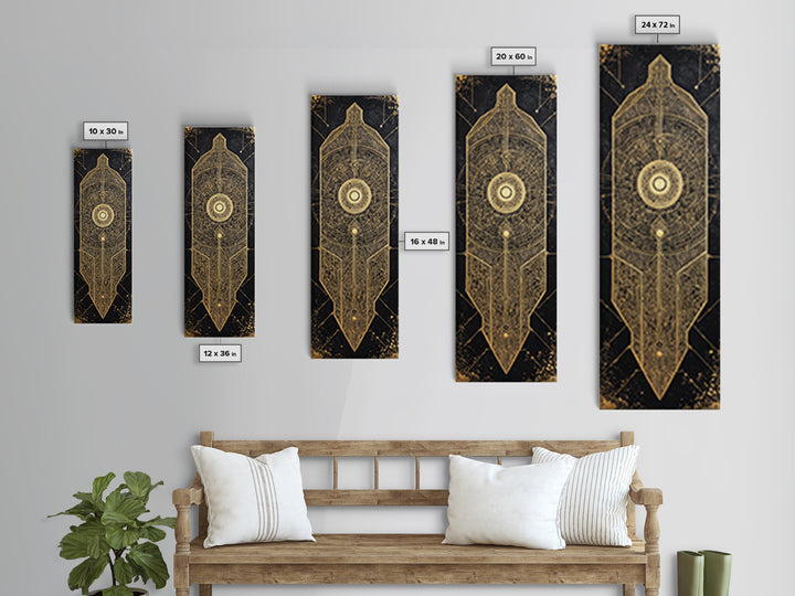 Black Gold Geometric African Shield Wall Art, African Abstract Art, Modern Canvas Art, Afrocentric Decor, Luxury Canvas Print