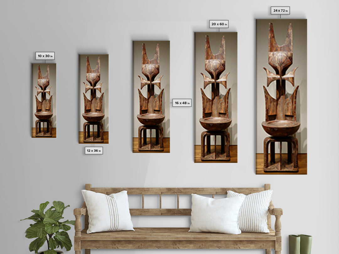 Rustic African Tribal Throne Sculpture Wall Art, African Wood Statue, African Carved Decor, Cultural Home Decor, Unique Gift