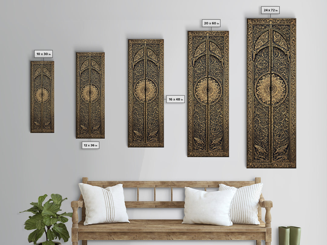 Black Gold Ornate African Door Panels Canvas Print, Tribal Pattern Wall Art, African Home Decor, Cultural Wall Decor Gift