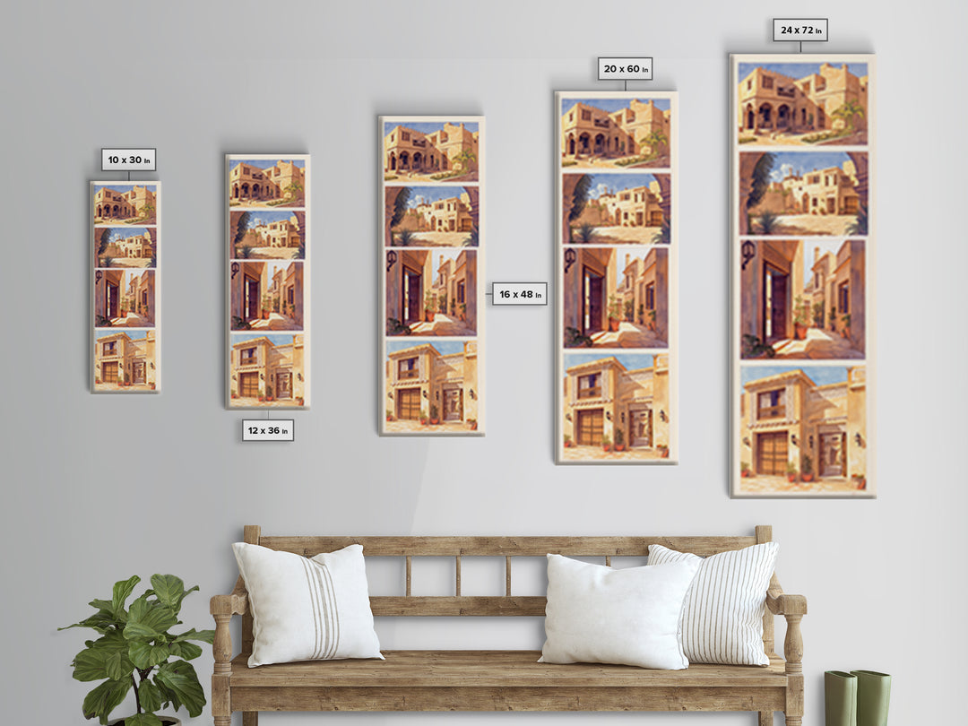 Desert Courtyard Architecture Wall Art, Morocco Travel Poster, African Inspired Decor, Sunlit Villa Canvas Print, Gift For Her