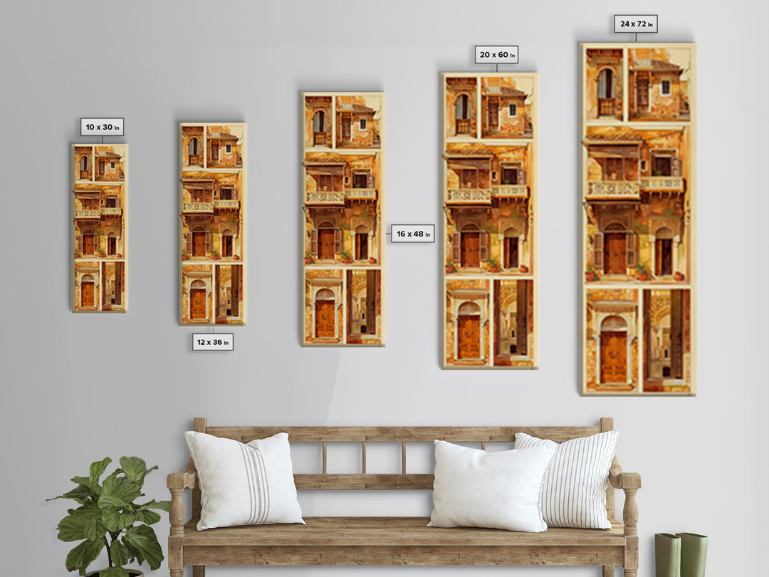 Ornate Balconies And Carved Doors Wall Art, Moroccan Architecture Canvas Print, African Inspired Boho Home Decor Gift For Her