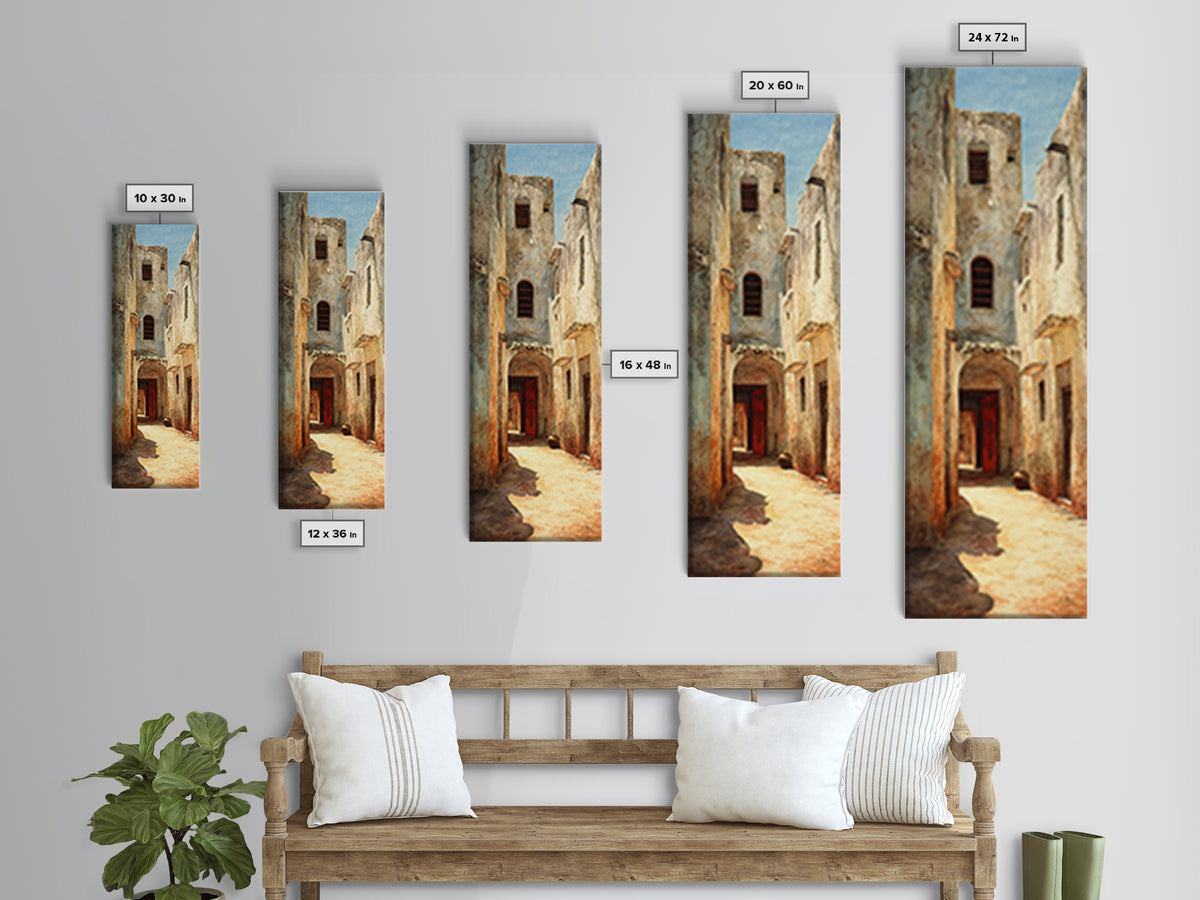 Weathered Medina Passage Wall Art, Moroccan Alley Canvas Print, African Travel Decor, Rustic Neutral Home Decor Gift Print