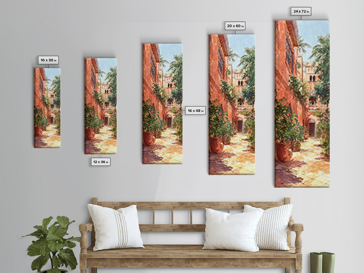 Moroccan Terracotta Courtyard Alley With Palms Wall Art, North Africa Travel Print, Boho Mediterranean Home Decor Gift For Her